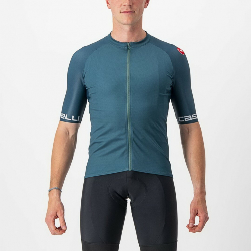 Castelli Entrata VI Jersey Deep Teal/Quetzal Green-Silver